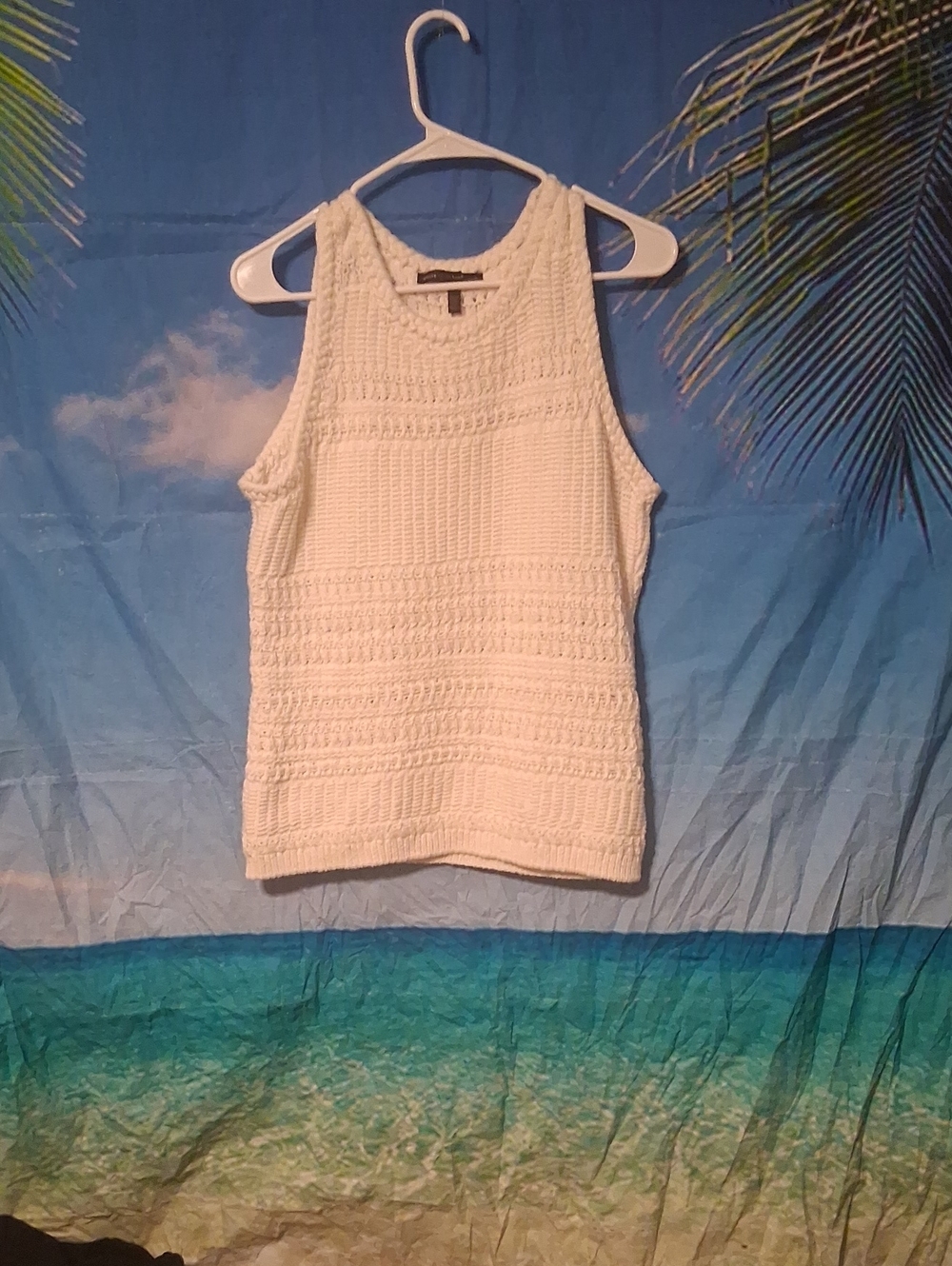White House Black Market Cream Crocheted Tank